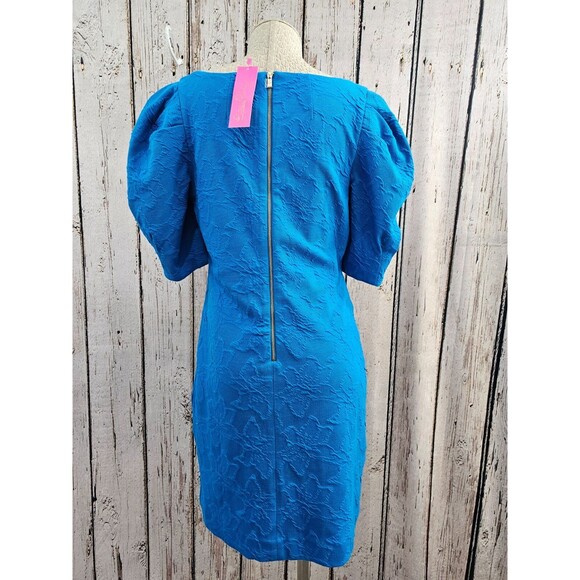 PLK Women's M Lilly Pulitzer Feona Dress Jacquard Puff Sleeve Sheath Back Zip NW - Picture 6 of 11